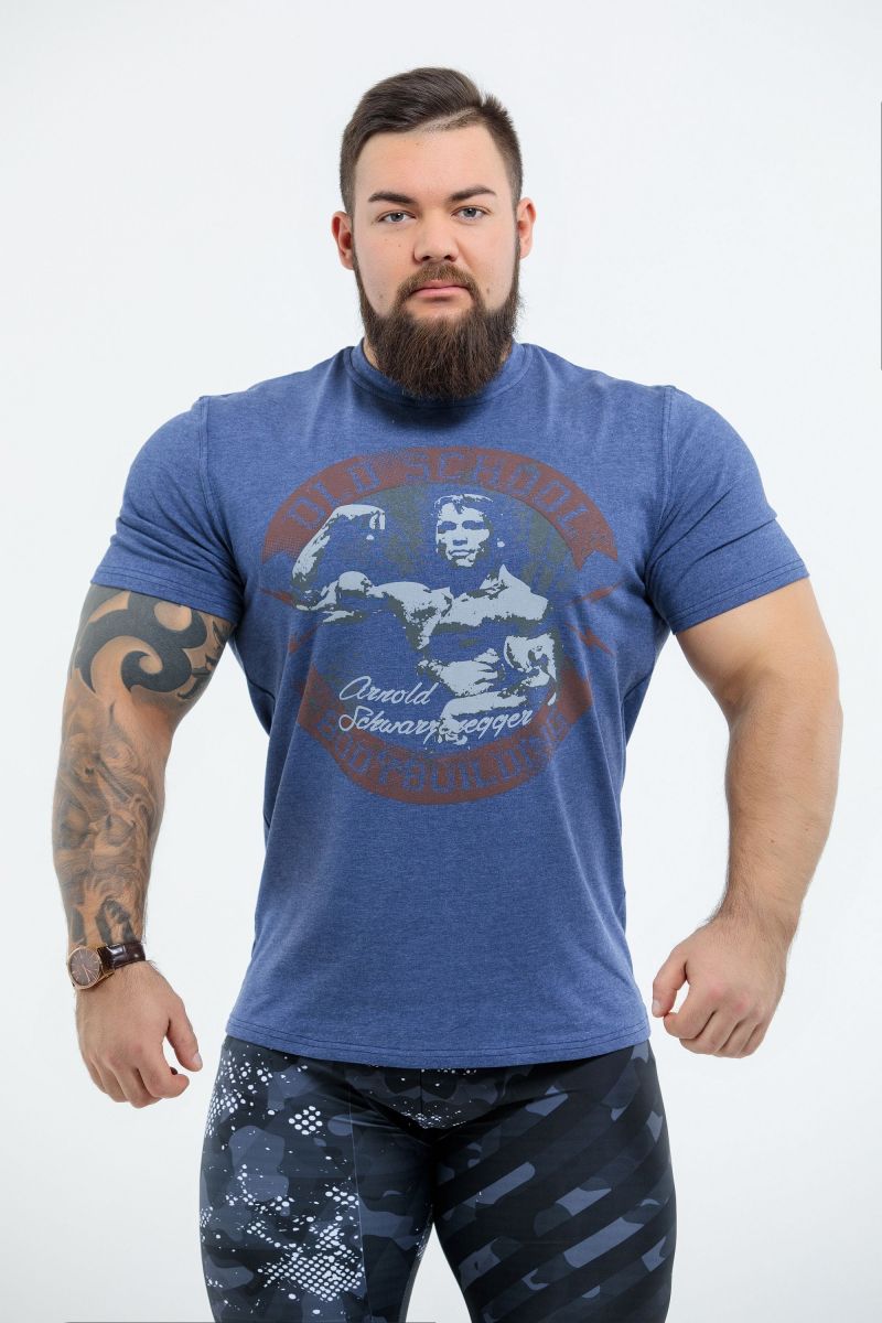 DICH: Classic T-Shirt Blue Melanje "Arnold Old School"