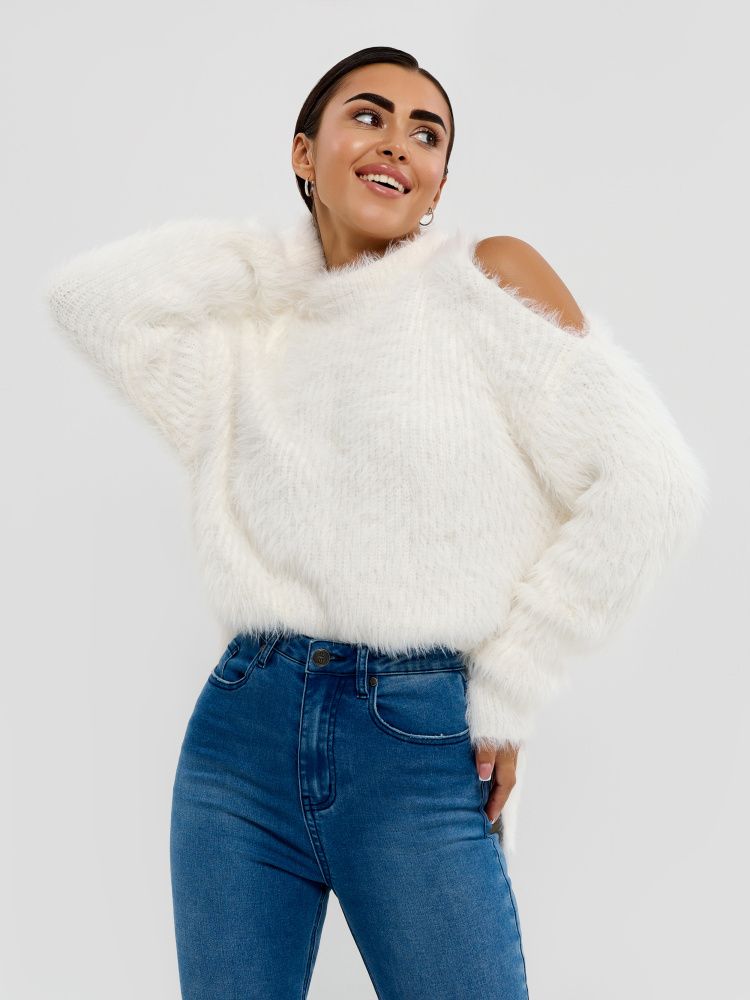 Bona Fashion: Fluffy Sweater "White"