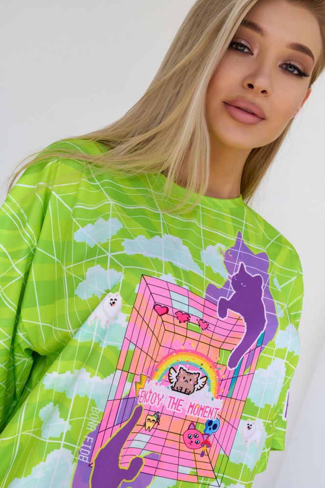 Футболка OVERSIZE T- shirt JOY "Green"