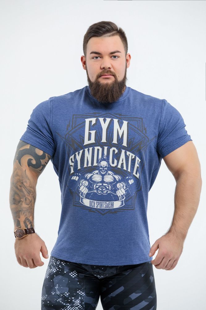 DICH: Classic T-Shirt Blue Melanje "Gym Syndicate"