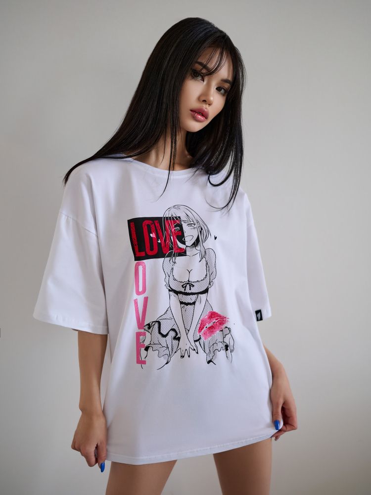 Футболка : OVERSIZE T-shirt Anime "White"