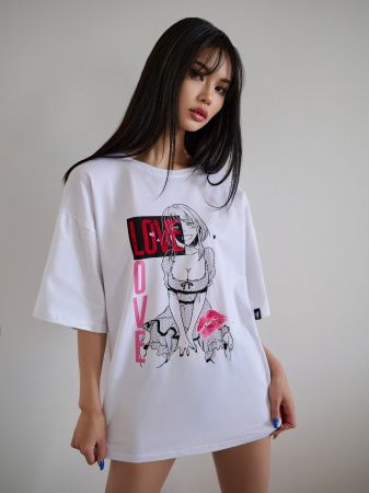 Футболка : OVERSIZE T-shirt Anime "White"