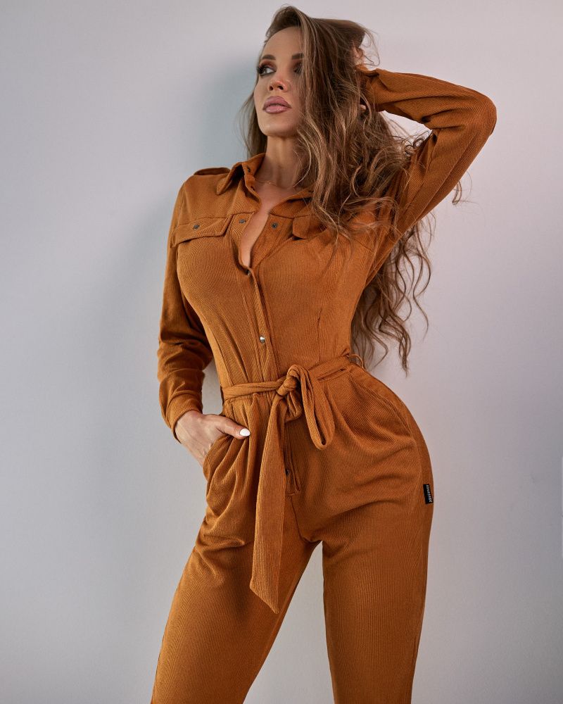Bona Fide: Safari Jumpsuit  "Caramel Velvet"