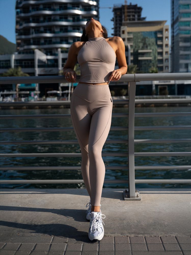 Bona Fashion: Leggings "Ribbed Beige"