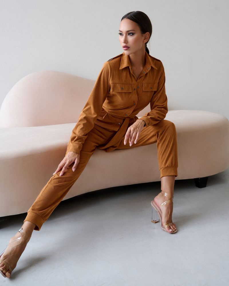 Bona Fide: Safari Jumpsuit  "Caramel Velvet"
