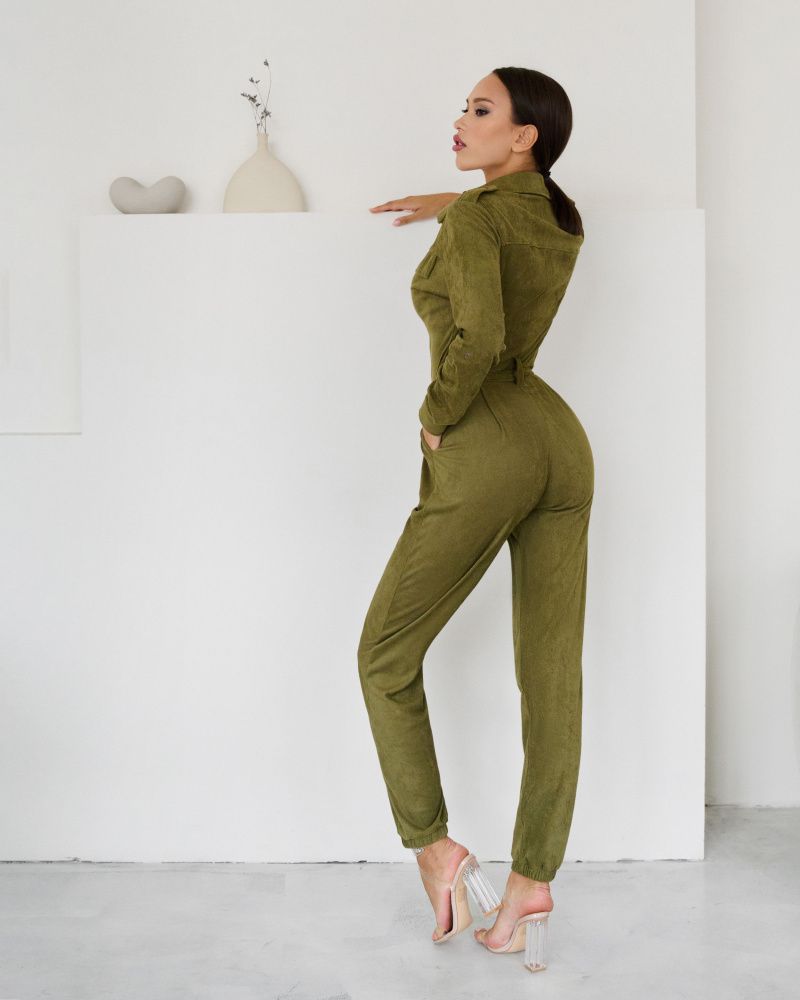 Bona Fide: Safari Jumpsuit "Khaki Velvet"