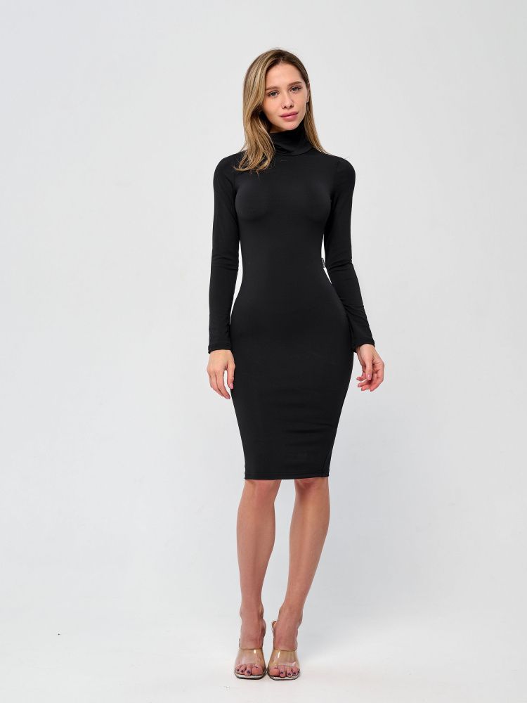 Bona Fashion: Polo Neck Dress "Black"