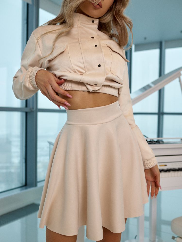 Bona Fashion: Suede Skirt  "Ivory"