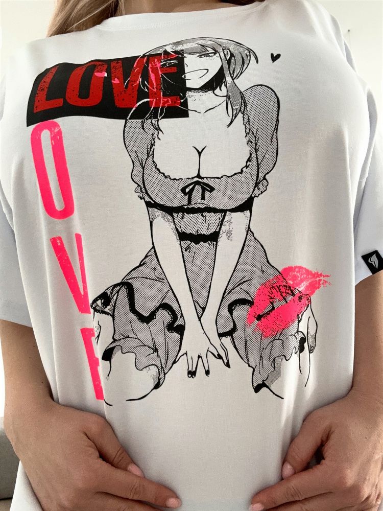Футболка : OVERSIZE T-shirt Anime "White"