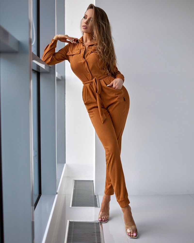 Bona Fide: Safari Jumpsuit  "Caramel Velvet"