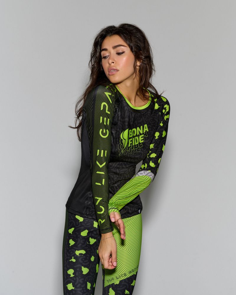Bona Fide: Rashguard Round Run Like Gepard "Lime"