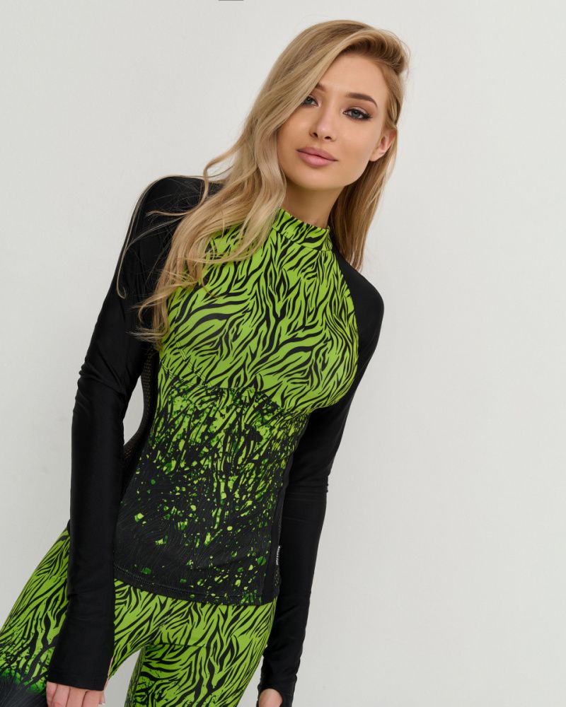 Bona Fide: Rashguard Move Up Long Tiger Lily "Acid Green"