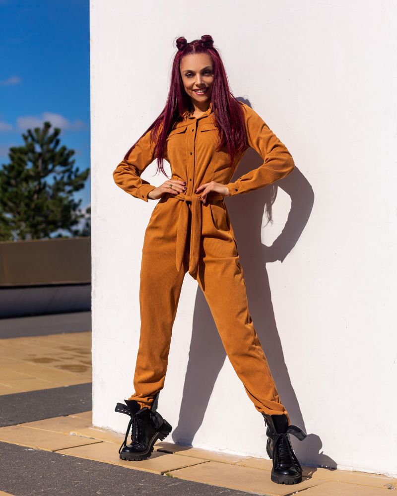 Bona Fide: Safari Jumpsuit  "Caramel Velvet"