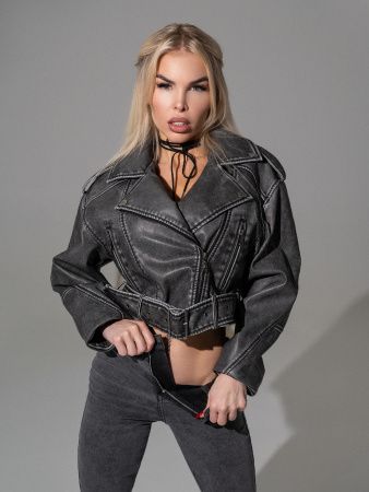 Bona Fashion: Leather jacket "Miss Grey"