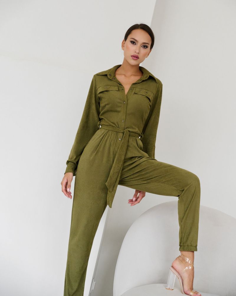 Bona Fide: Safari Jumpsuit "Khaki Velvet"